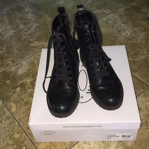 Steve Madden Black leather “officer” boots